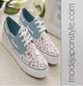 Japon Style Çiçek Desenli Spor Ayakkabı