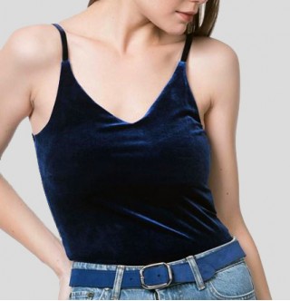 Japon Style Kadife Askılı Body Lacivert