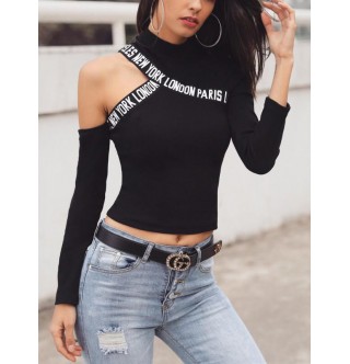 Şerit baskılı siyah body