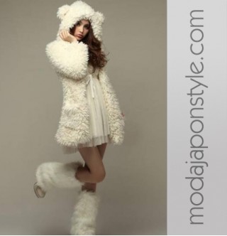 Japon Style Kürklü Peluş Ayı Mont