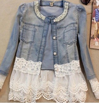 Japon Style Dantel Detay Kot Ceket