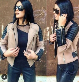 Japon Style Deri Detaylı Ceket