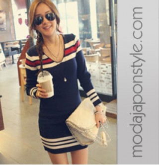 Japon Giyim Elbise Çizgili