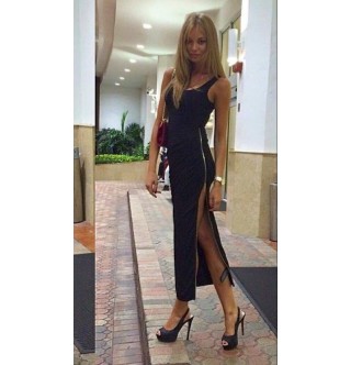 Japon Style Fermuarlı Uzun Elbise
