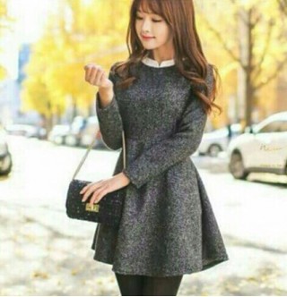 Japon Style Füme Mini Elbise