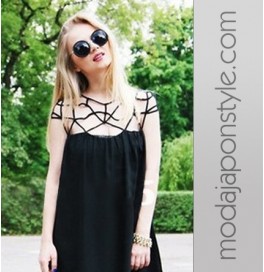 Japon Style Siyah Elbise