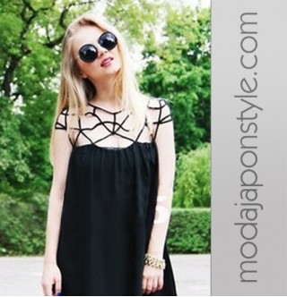 Japon Style Siyah Elbise