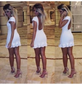 Japon Style Beyaz Super Mini Elbise