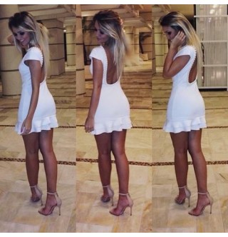 Japon Style Beyaz Super Mini Elbise