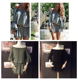 Mini Elbise Japon Style Haki Renk