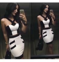 Siyah Beyaz Elbise Büstiyer Etek