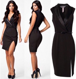 Siyah Yırtmaçlı Elbise