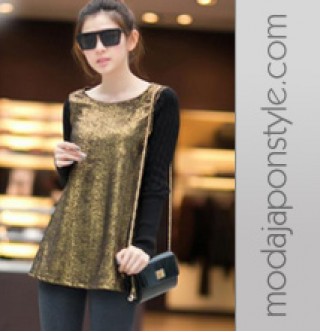 Japon Style Uzun Kollu Bluz Tshirt 