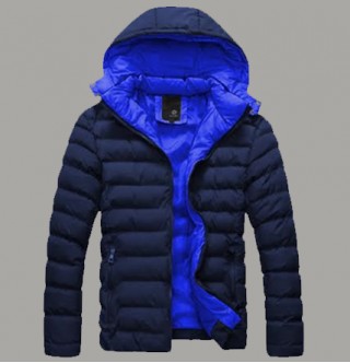 Japon Style Erkek Şişme Mont Siyah-Mavi