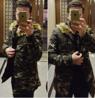 Japon Style Kamuflaj Kürklü Mont