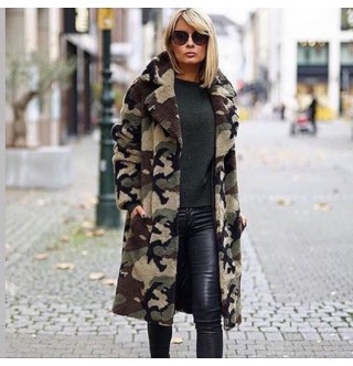 Japon Stype Kamuflaj Kalın Polar Kaban