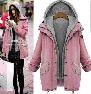 Japon Style Yelekli Takım Pembe Kot Mont