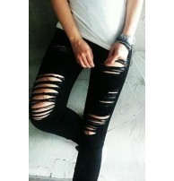 Japon Style Siyah Yırtık Kot 