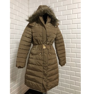 Japon Style Uzun Kapşonlu Kürklü Şişme Mont 