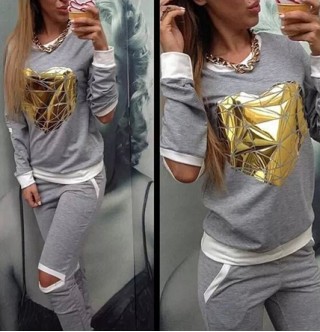 Japon Style Gri Altın Eşofman Takımı