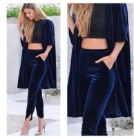 Japon Style Kadife Pantolon Hırka Takımı