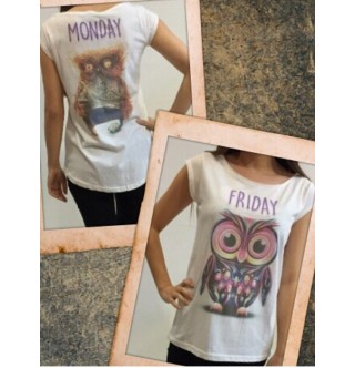 Japon Style Baykuş Baskılı Tshirt