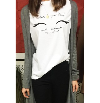 Japon Style Kirpik Baskılı Tshirt
