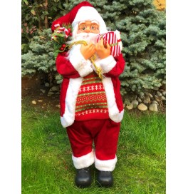 Hediye Paketli Noel Baba Figürü, 65-70 cm Yılbaşı Hediyesi