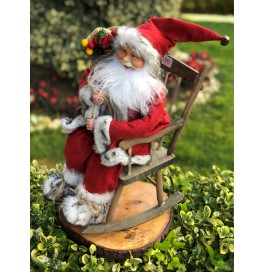 Sandalyede Sallanan Noel Baba Figürü, 65-70 cm Yılbaşı Hediyesi
