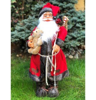 Ayıcıklı Noel Baba Figürü, 65-70 cm Yılbaşı Hediyesi, kırmızı noel baba, ayili noel